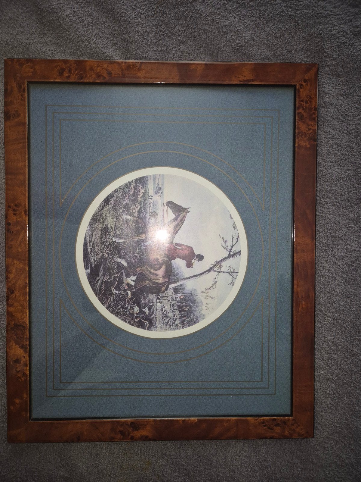 Ingelijste print van jachtscène, Dieren, Ophalen of Verzenden, Klassiek, Papier