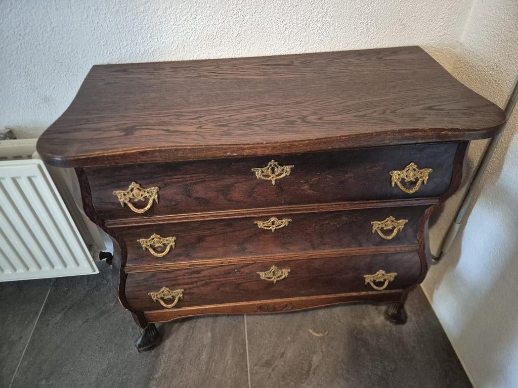 Vintage houten ladekastje, Ophalen, Gebruikt, 50 tot 100 cm, 3 of 4 laden