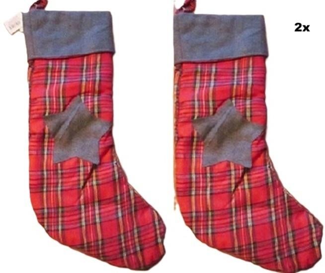 Kerstsok tartan rood set/2 nieuw!, Diversen, Verzenden, Nieuw