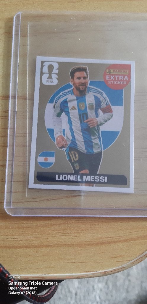 panini wk 2026 extra sticker lionel messi, Verzenden, Zo goed als nieuw, Buitenlandse clubs, Poster, Plaatje of Sticker