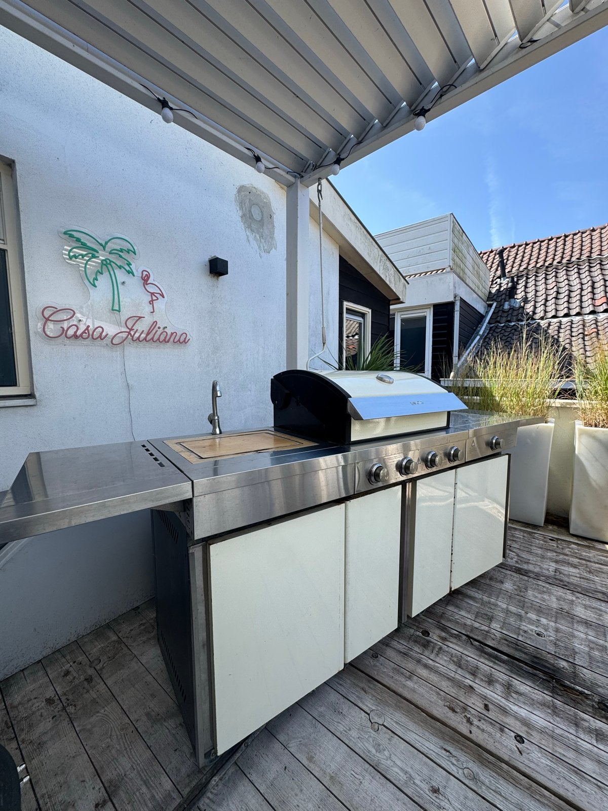 Complete buitenkeuken met gas BBQ - 2.40x0.60m, Tuin en Terras, Ophalen, Gebruikt, Gas, Vrijstaand