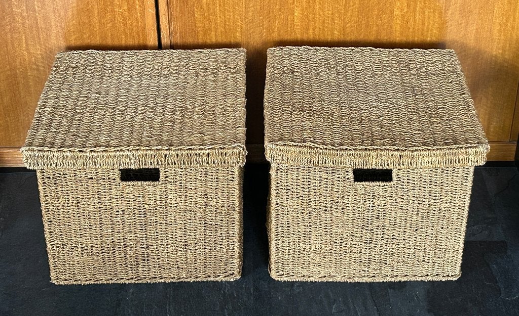 DUMPPRIJS - Set van 2 grote manden van zeegras , 40x40x34, Huis en Inrichting, Woonaccessoires | Schalen en Manden, Ophalen, Overige materialen