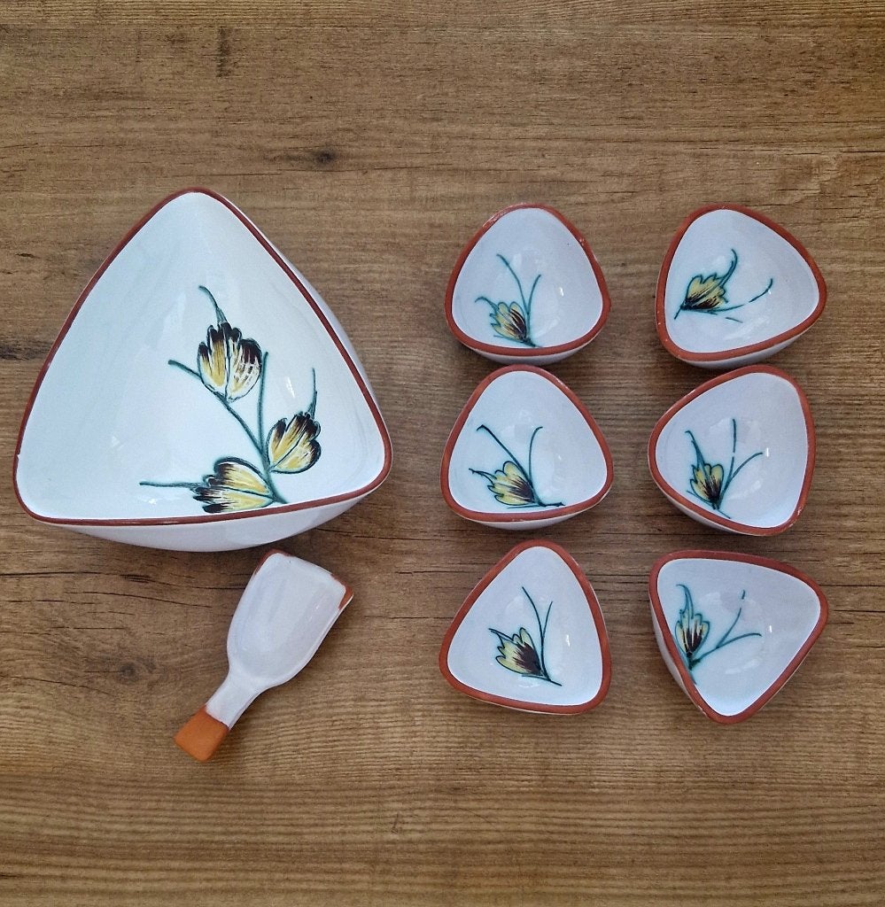 Vintage noten of pinda set van aardewerk, Ophalen of Verzenden