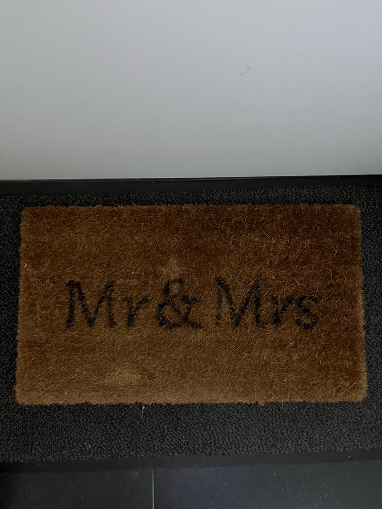 Mr & mrs deurmat, Ophalen of Verzenden, Zo goed als nieuw, Buiten, Schoonloopmat