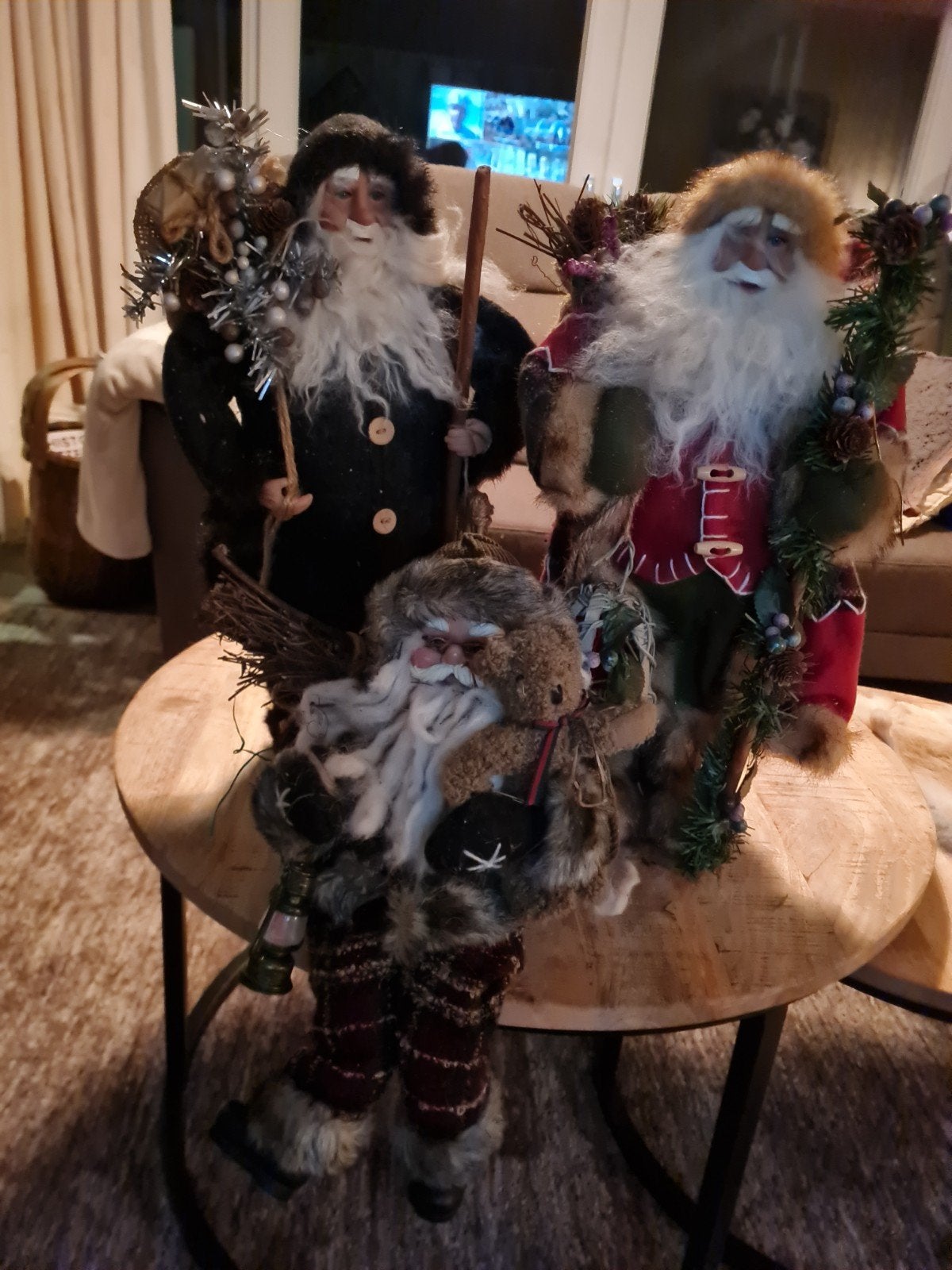 drie grote kerstmannen bijelkaar elkaar, Ophalen of Verzenden