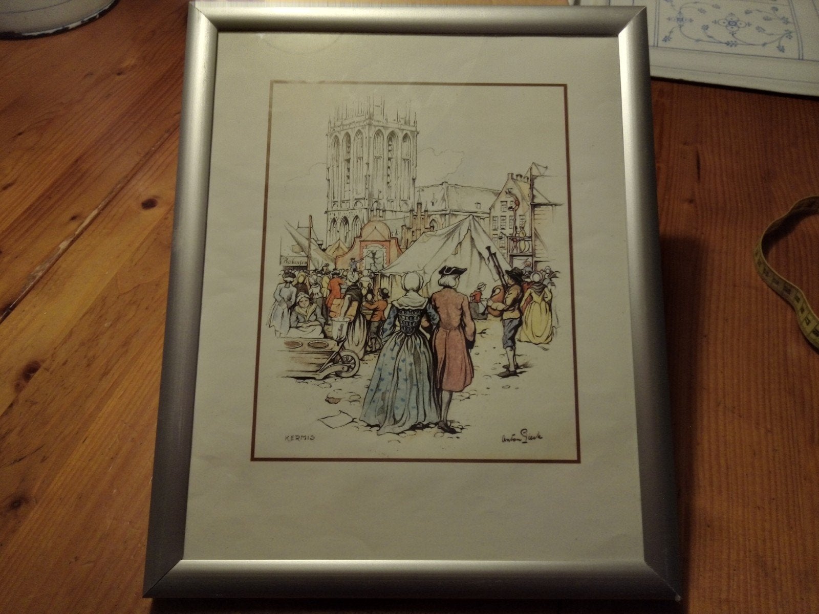Kermis tafereel - Anton Pieck stijl print 33x27 cm, Antiek en Kunst, Kunst | Tekeningen en Foto's, Ophalen of Verzenden, Print