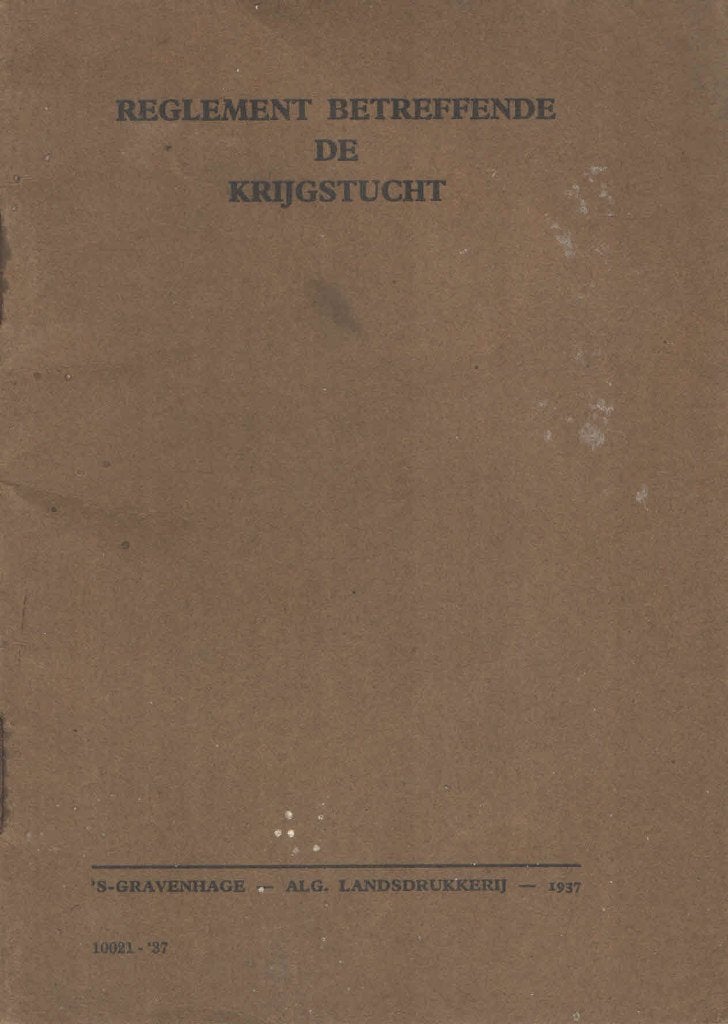 Reglement betreffende de krijgstucht 1937, Ophalen of Verzenden, Voor 1940, Overige onderwerpen, Onbekend