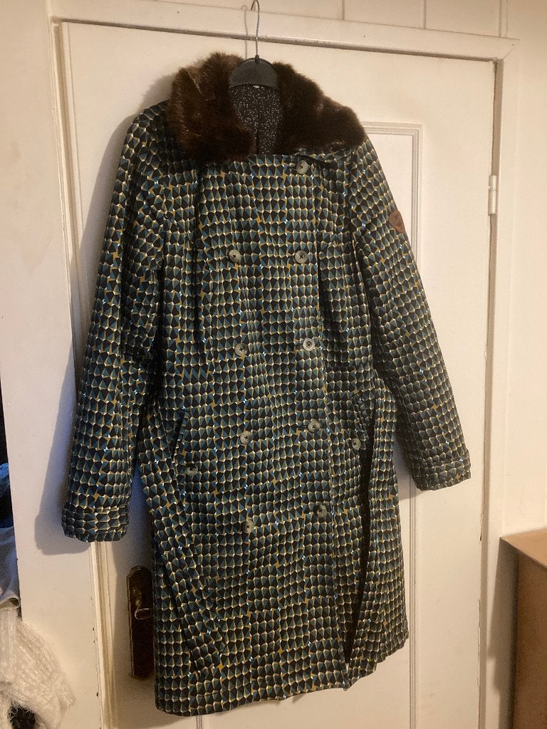 Groen bruin zwarte lange jas van Blutgeschwister, maat XL, Verzenden, Blutgeschwister, Groen, Jas of Mantel