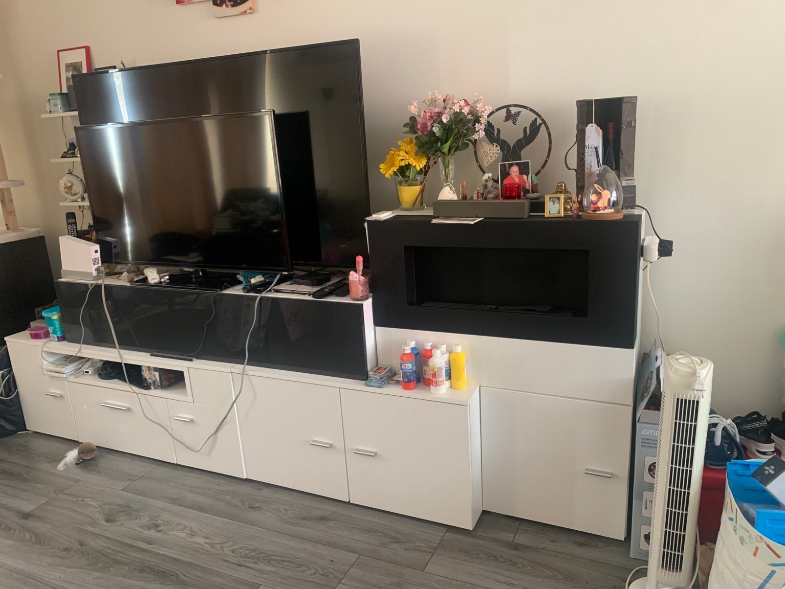 Tv kast wit glanzend, Huis en Inrichting, Kasten | Televisiemeubels, Ophalen, Overige materialen, Gebruikt, 100 tot 150 cm