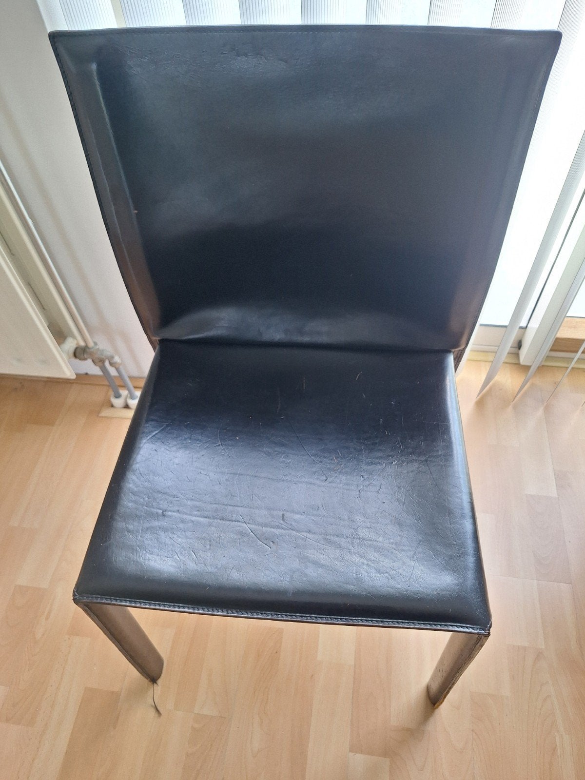 Vintage Italiaanse Design Stoel - Zwart Leer, Gebruikt, Ophalen of Verzenden, Eén, Vintage Italiaans Design