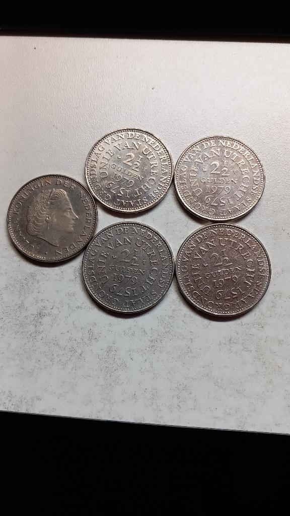 5 rijksdaalders unie van utrecht 1979, Ophalen of Verzenden, Koningin Juliana, 2½ gulden