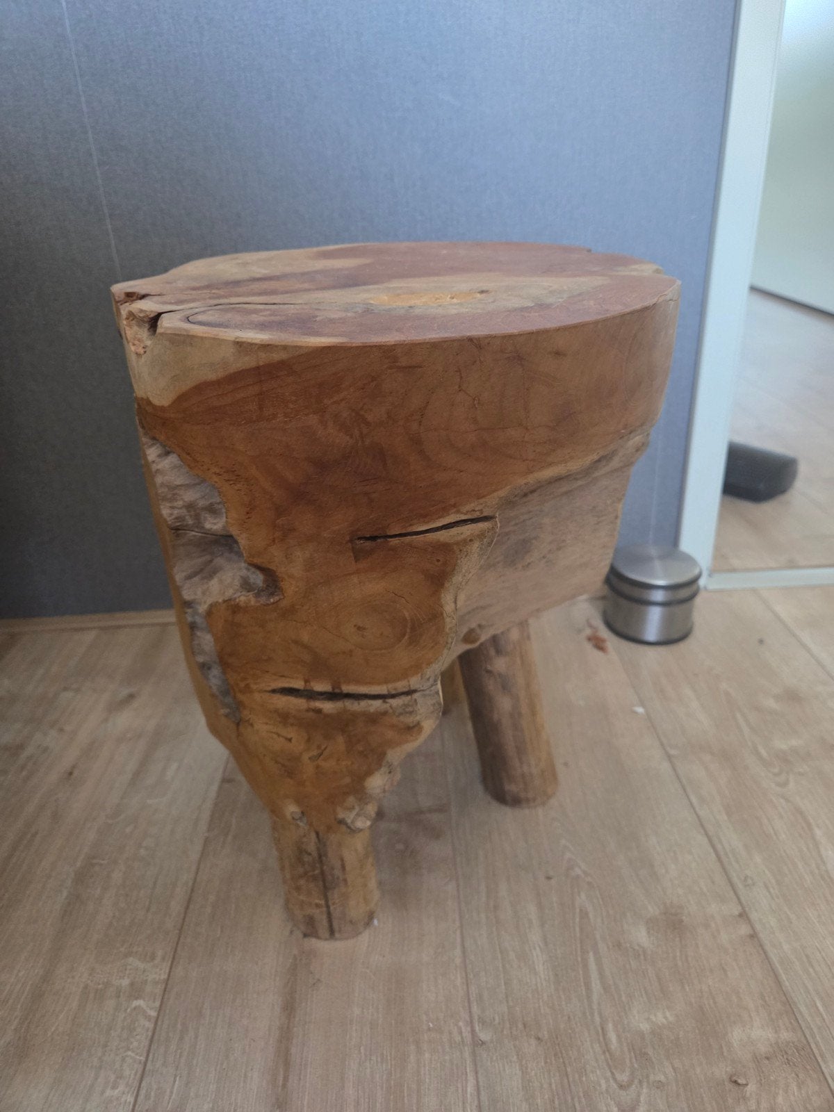 Massief Teak Houten Bijzettafel, Huis en Inrichting, Ophalen, Gebruikt, Hout