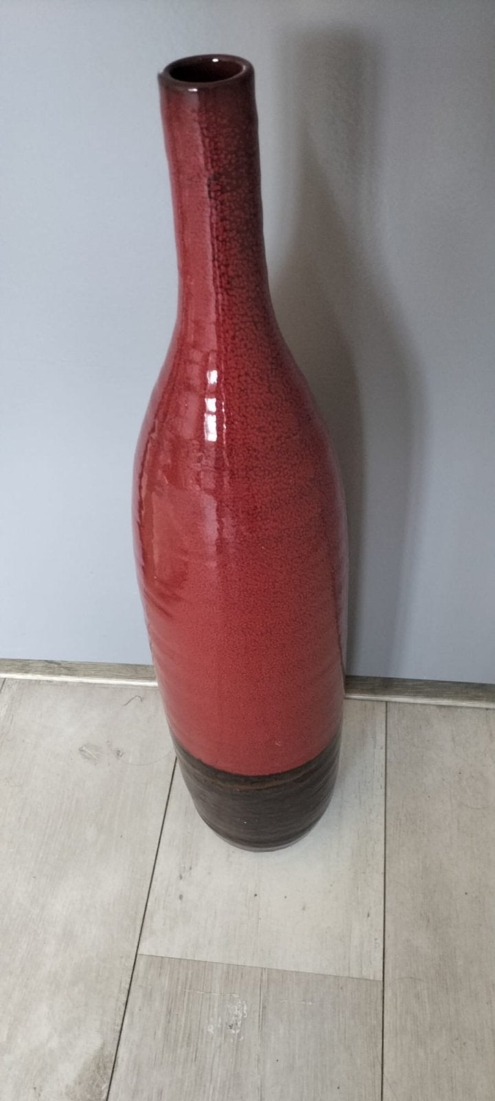 Grote geglazuurde keramische vloervaas - 60cm hoog, Huis en Inrichting, Ophalen of Verzenden, Gebruikt, Rood, Steen/keramiek