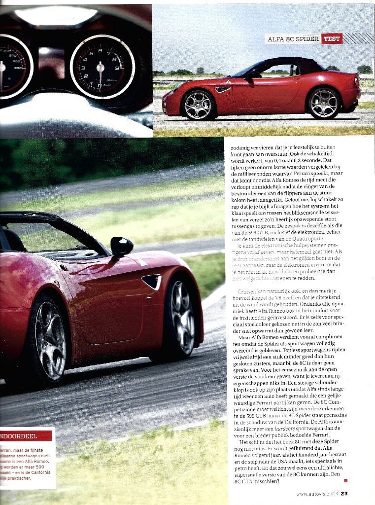Autovisie test Alfa 8C Spider, Ophalen of Verzenden, Gelezen, Alfa Romeo