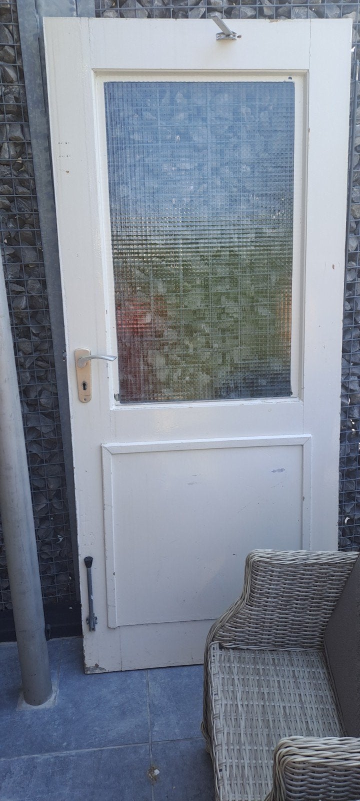 Buitendeur met draadglas, Ophalen, Gebruikt, Buitendeur, 200 tot 215 cm