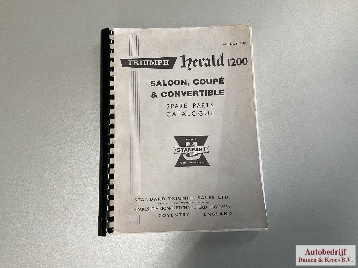 Spare Parts Catalogue Triumph Herald 1200 Saloon, Coupe & Co, Auto diversen, Ophalen of Verzenden