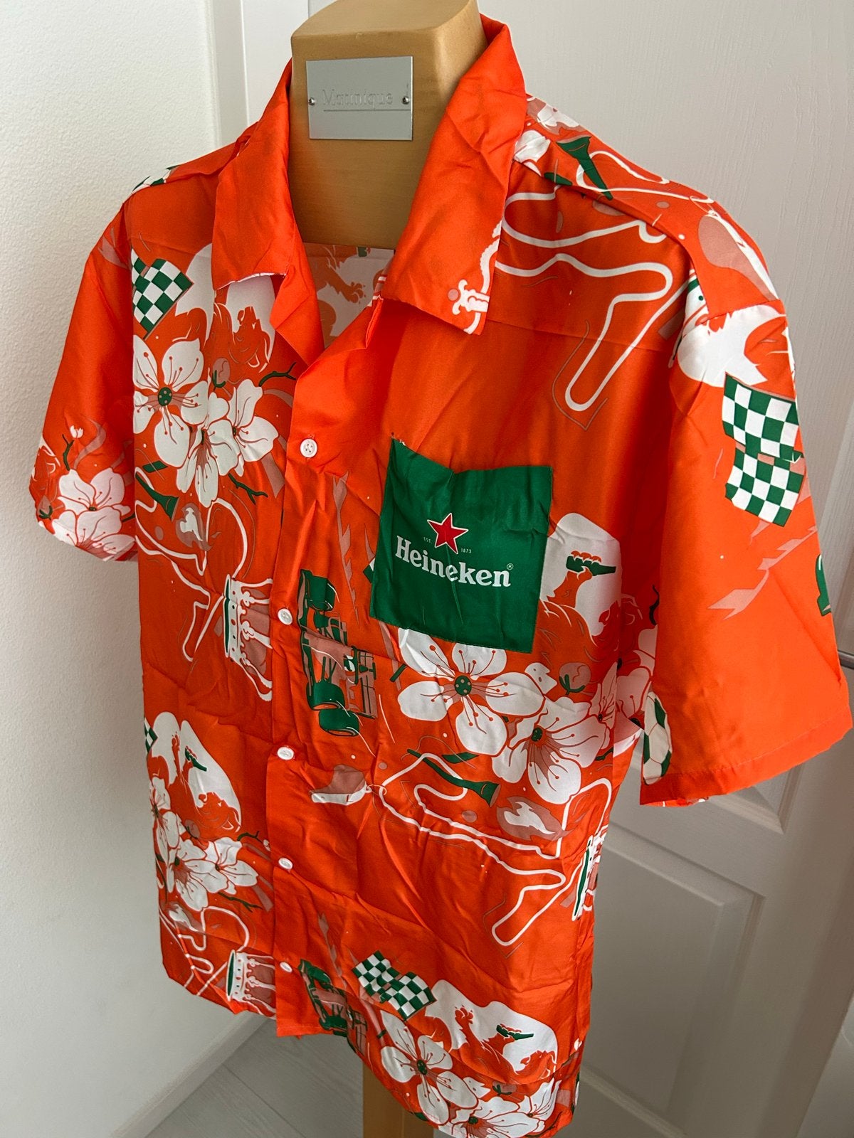 NIEUW Heineken Oranje Fan Shirt HEMD Zomerse Stijl maat L XL, Ophalen of Verzenden, Nieuw, Oranje, Halswijdte 43/44 (XL)
