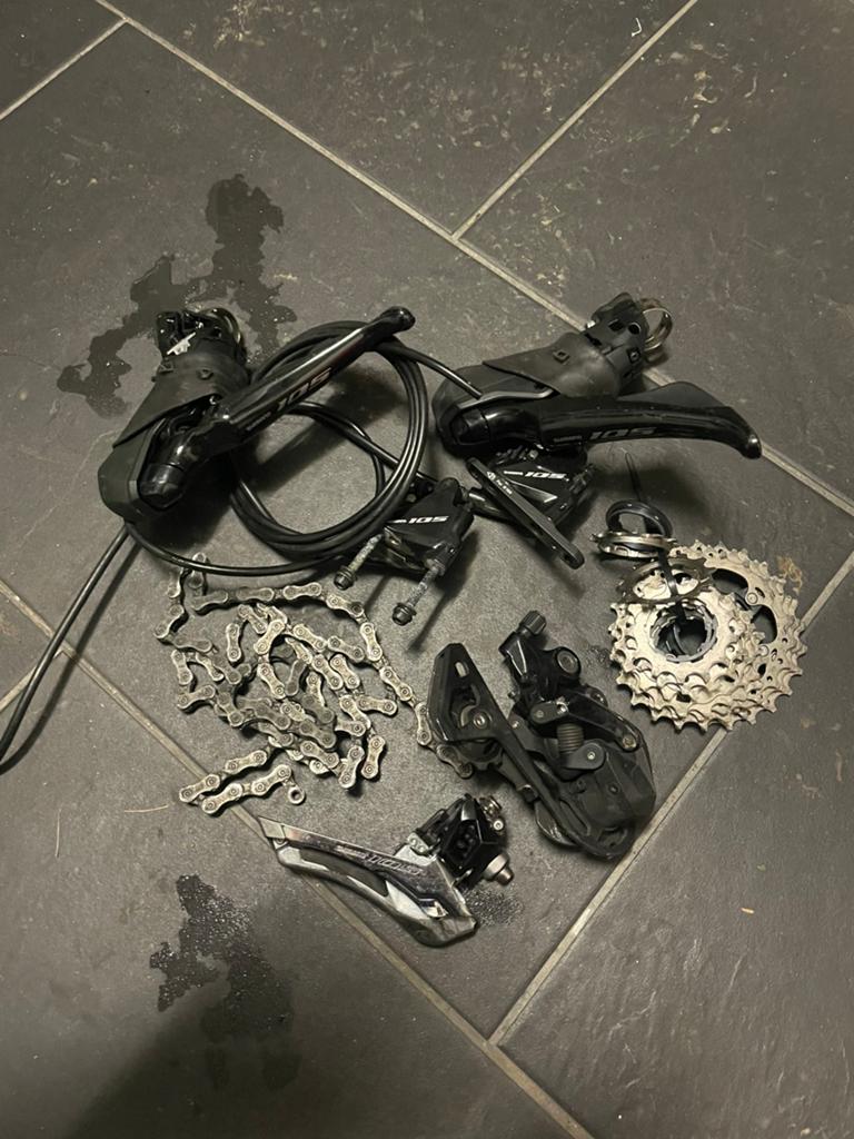 Shimano 105 R7000 Groepset - Gebruikt, Ophalen, Gebruikt, Derailleur of Ketting, Aluminium