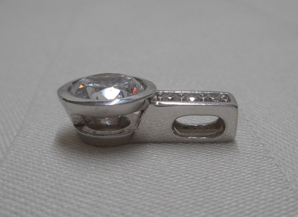 Zilveren hanger met heldere stenen nr.1784, Verzenden, Zo goed als nieuw, Zilver, Zilver