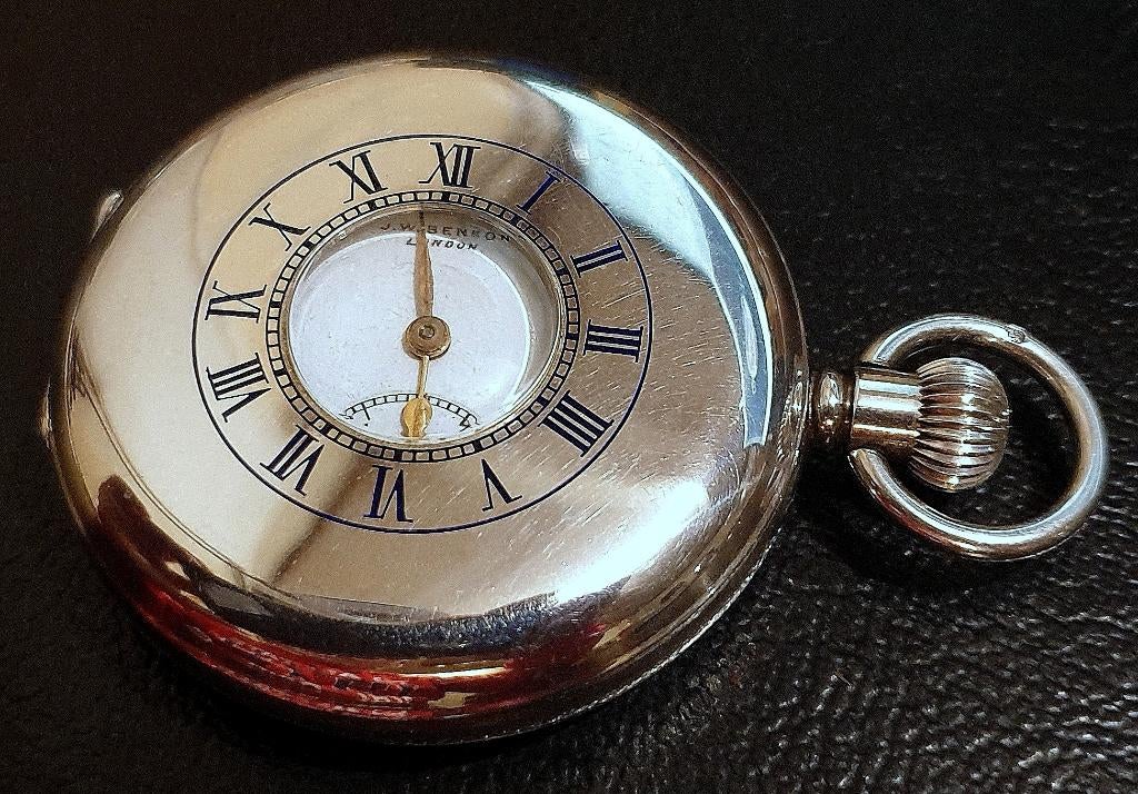 Zakhorloge JW Benson halfhunter zilver 1940   !!ONGEBRUIKT!!, Ophalen of Verzenden, Zilver, Overige typen