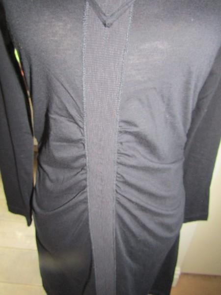 F1049 Sandwich mt S jurk donkerblauw tricot gedrapeerd, Zo goed als nieuw, Maat 36 (S), Sandwich, Boven de knie