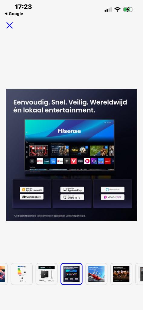 75 inch Hisense tv, Audio, Tv en Foto, Televisies, Ophalen of Verzenden, Nieuw, 100 cm of meer, Overige merken