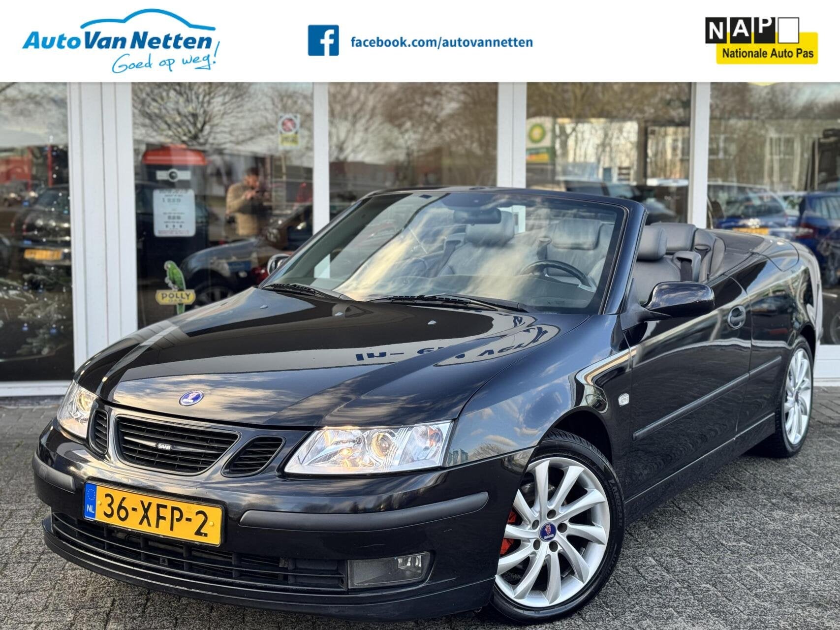 Saab 9-3 Cabrio 1.8T 150pk Vector,Leder,Xenon,Clima,Lmv,, Auto's, Saab, Voorwielaandrijving, 1998 cc, Gebruikt, Zwart