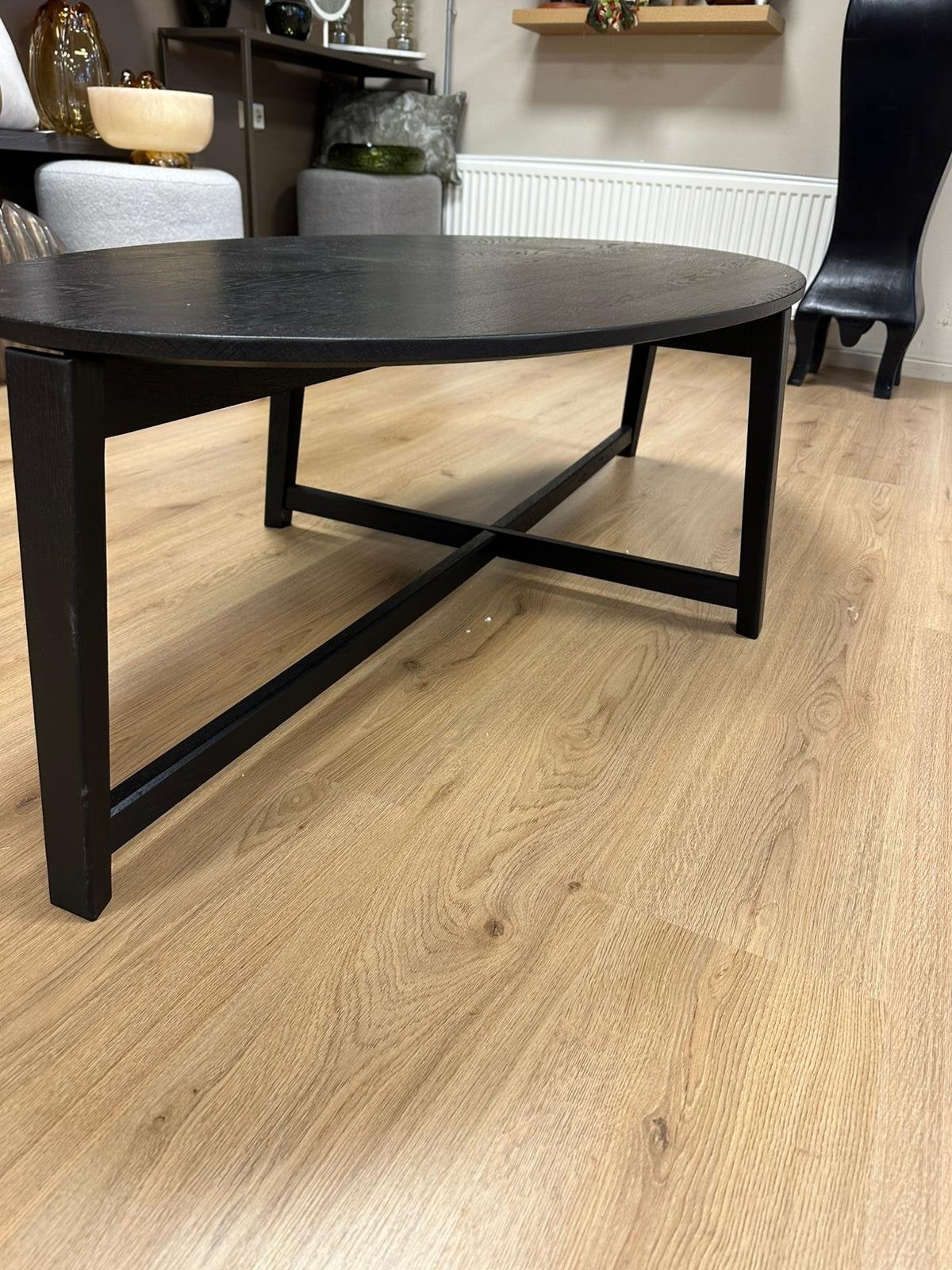 Massief eiken salontafel Passé Partout Eclipse Tube 160cm, Ophalen of Verzenden, Zo goed als nieuw, Ovaal, Eikenhout