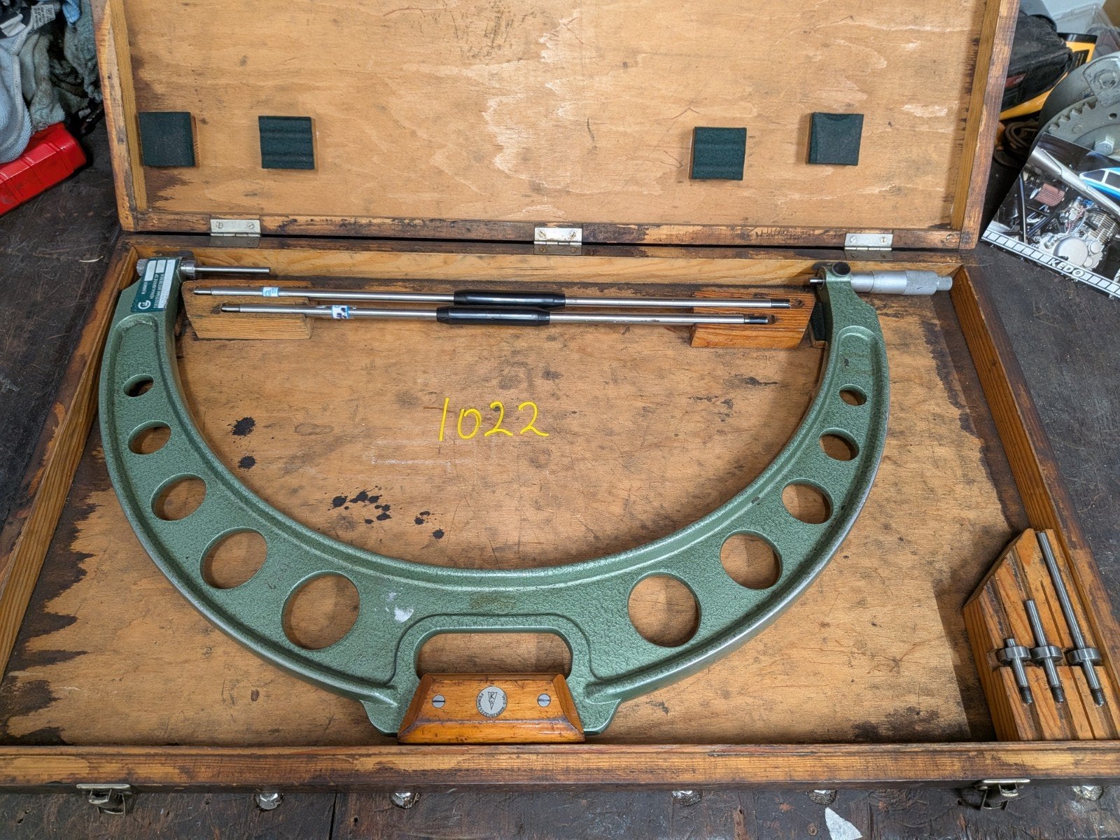 Grote Micrometer 400-500mm in houten kist - K.S. Suhl, Ophalen, Gebruikt