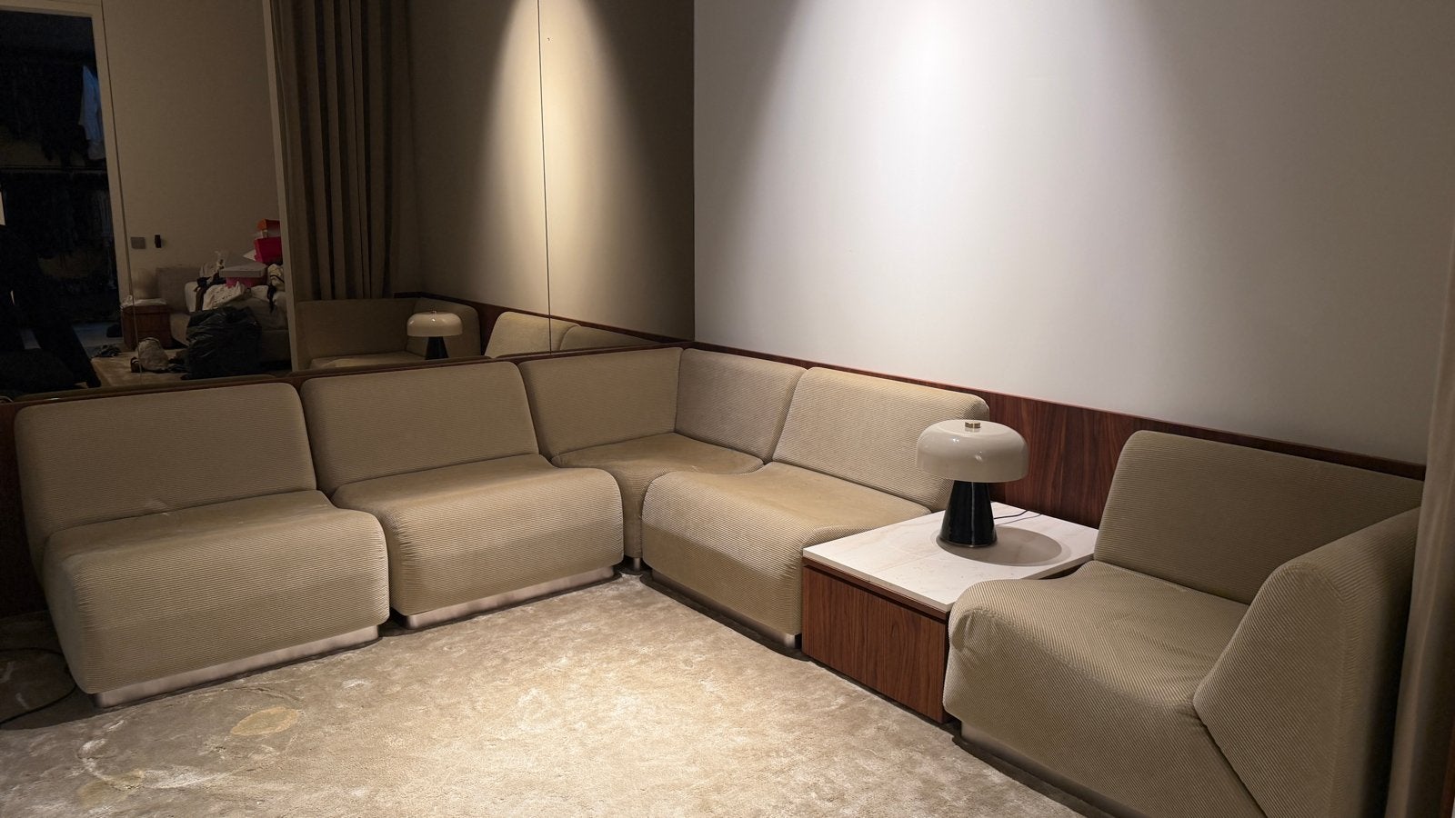 Modulaire sofa The Socialite Family - Beige ribfluweel, 100 tot 125 cm, Hoekbank, 300 cm of meer, Ophalen of Verzenden