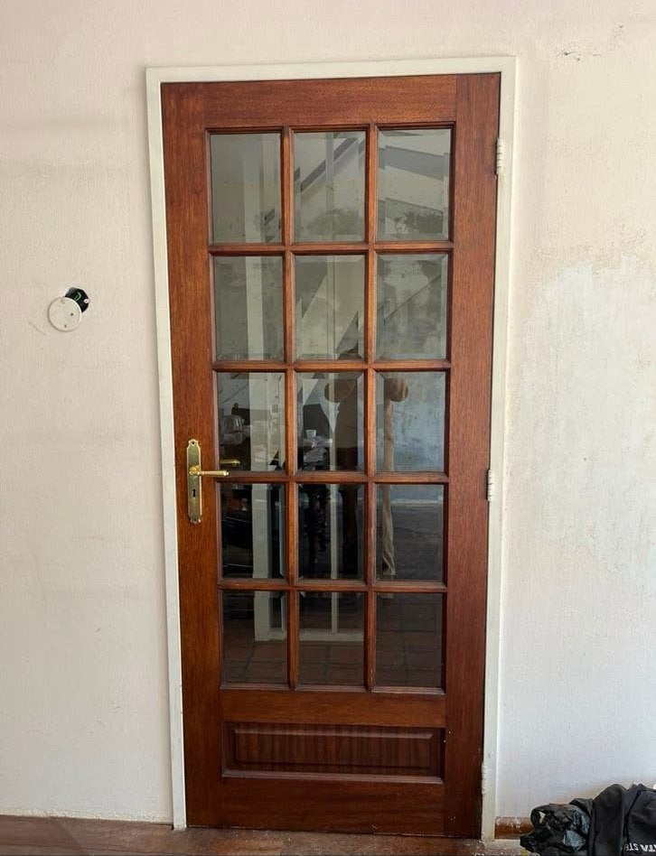 Antieke hardhouten deur, Gebruikt, 80 tot 100 cm, Binnendeur, Ophalen of Verzenden