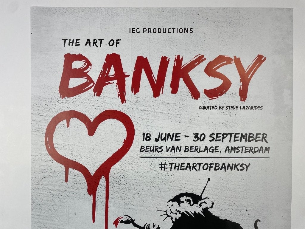 poster Banksy 2017 Beurs van Berlage, Ophalen of Verzenden, Zo goed als nieuw, A1 t/m A3