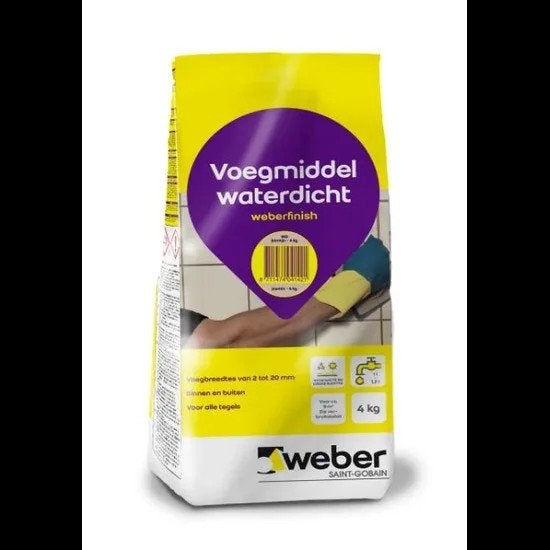 Weber Voegmiddel Waterdicht Weberfinish 4 kg sahara, Ophalen of Verzenden, Nieuw