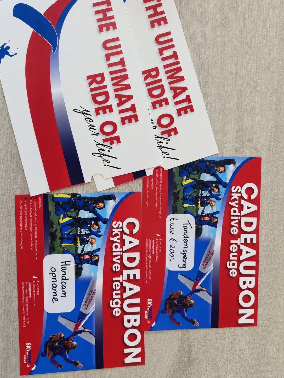 Tandemsprong Skydive Teuge + Handcam | 2 Cadeaubonnen, Tickets en Kaartjes
