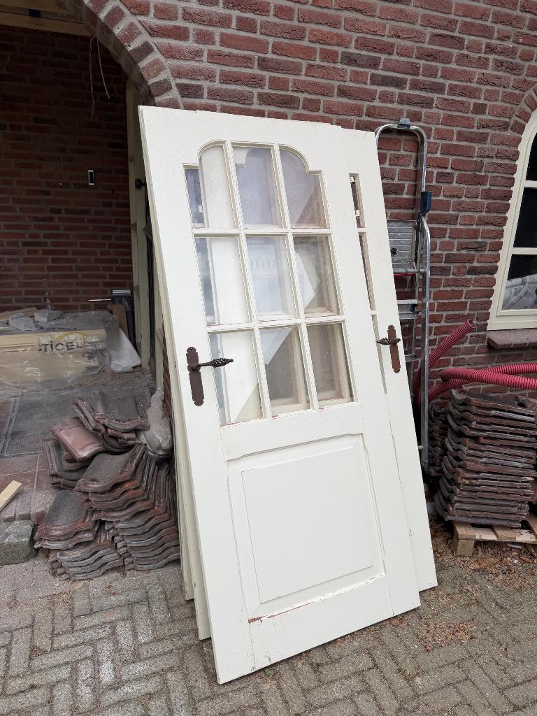 Binnendeur opdekdeur glas, Ophalen, Gebruikt, Binnendeur, 200 tot 215 cm