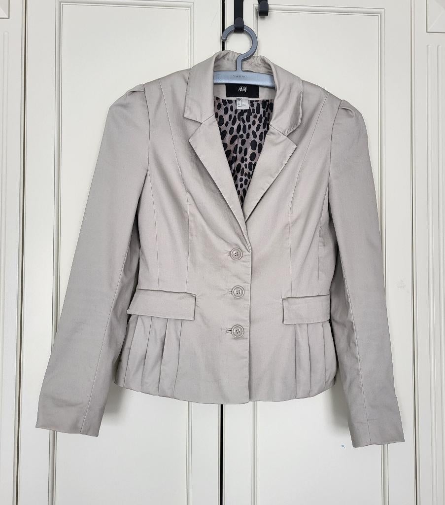 H&M blazer, beige, panter, maat 36, H&M, Beige, Ophalen of Verzenden, Zo goed als nieuw