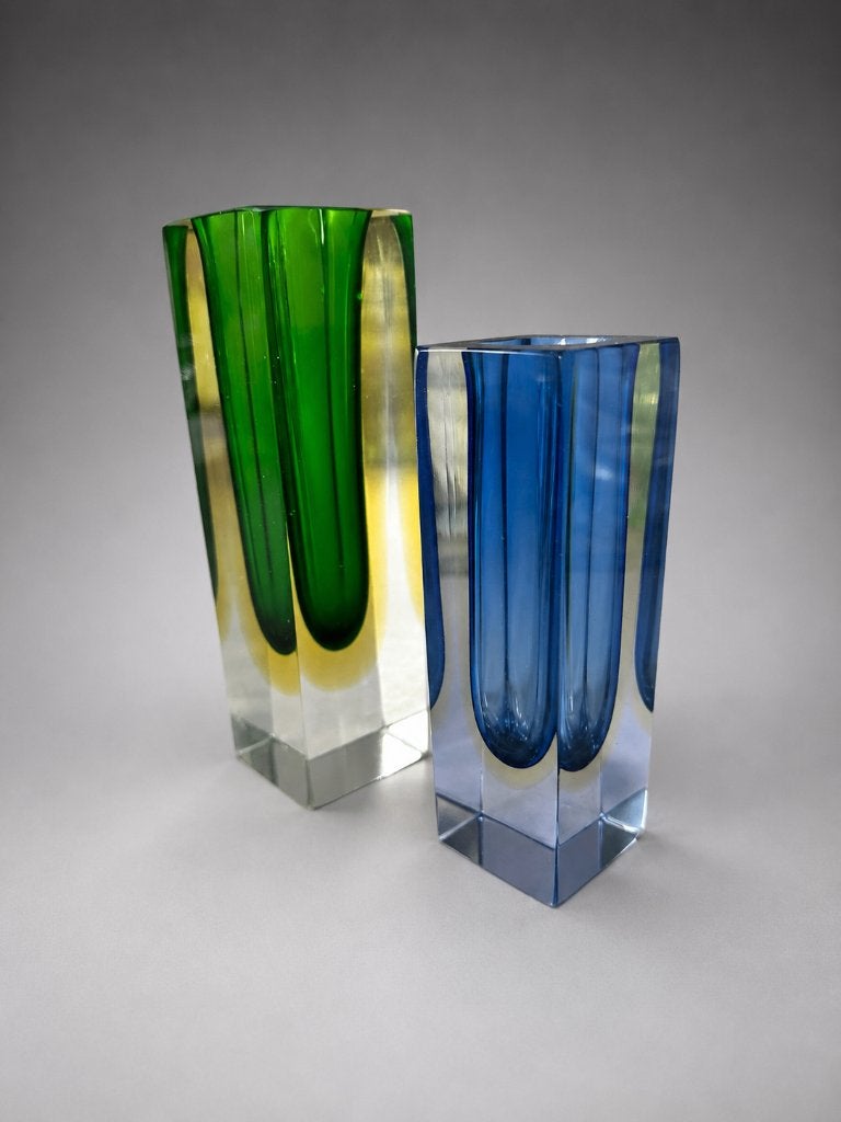2 Murano Sommerso Vazen Flavio Poli Mandruzzato, Ophalen of Verzenden