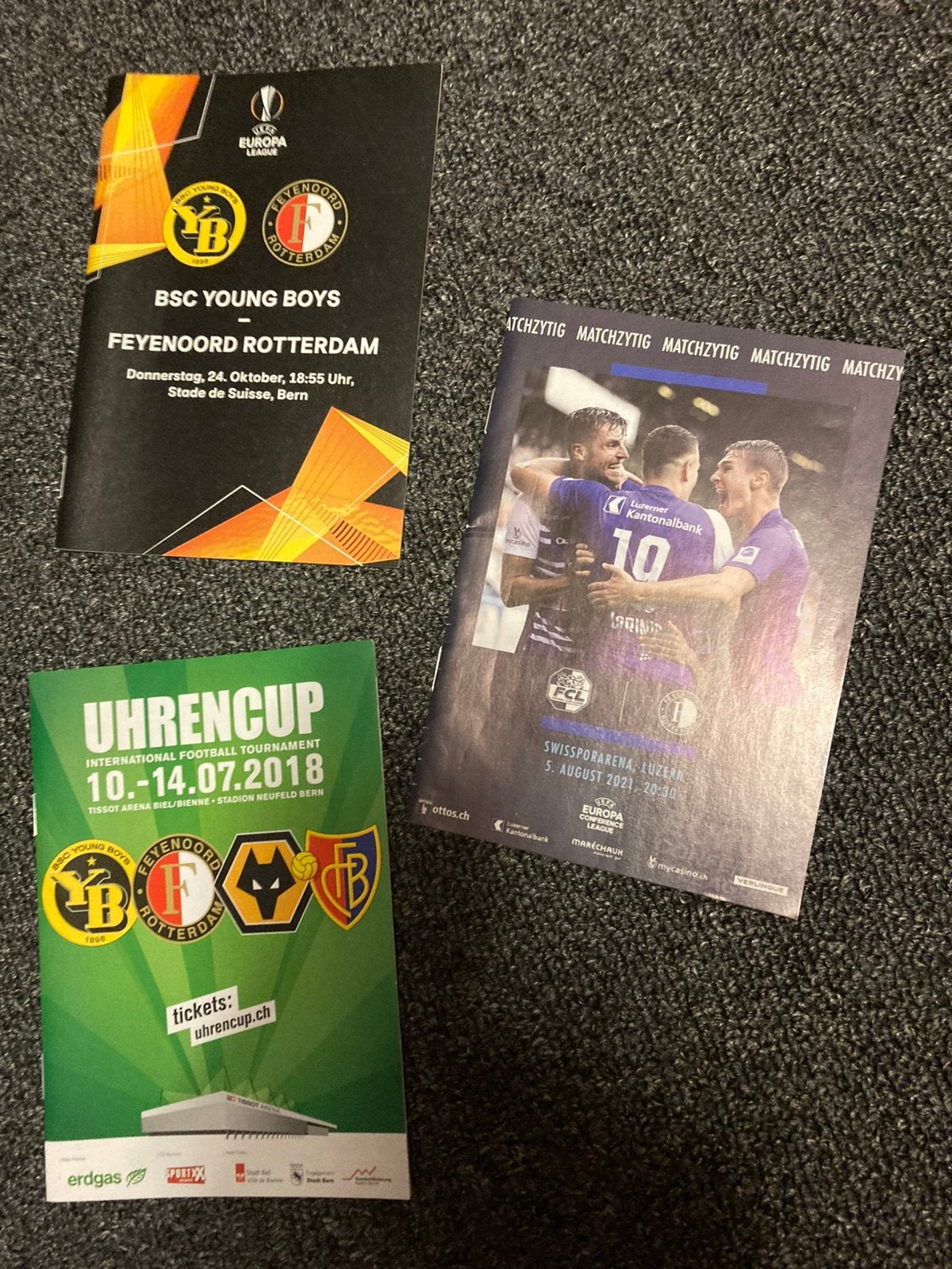 3 programma’s Feyenoord europees, Verzamelen, Ophalen of Verzenden, Zo goed als nieuw, Feyenoord, Boek of Tijdschrift