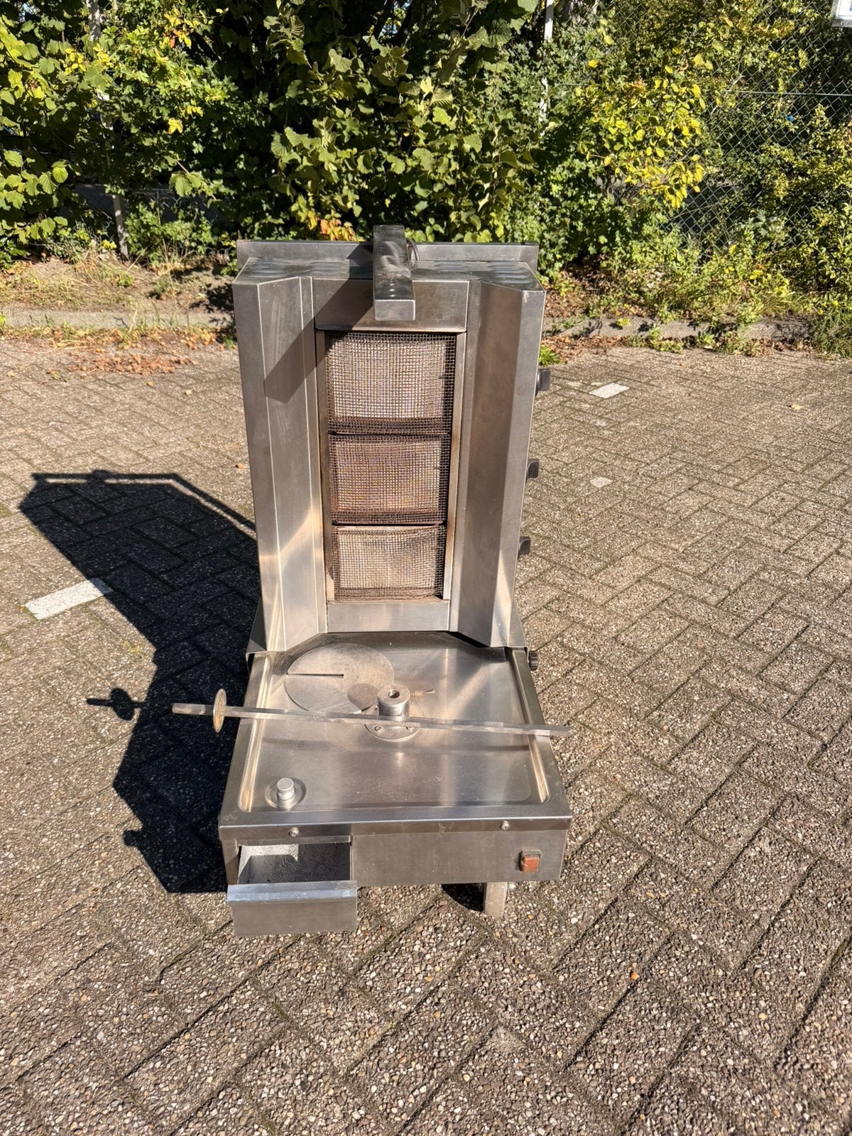 Professionele RVS döner-/shoarmagrill – 3 branders – gas, Ophalen, Gebruikt