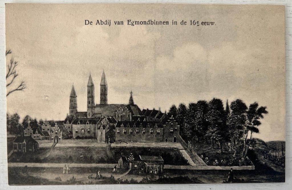 Oude Ansichtkaart Egmond binnen - De Abdij in de 16e eeuw, Ophalen of Verzenden, Voor 1920, Ongelopen, Noord-Holland