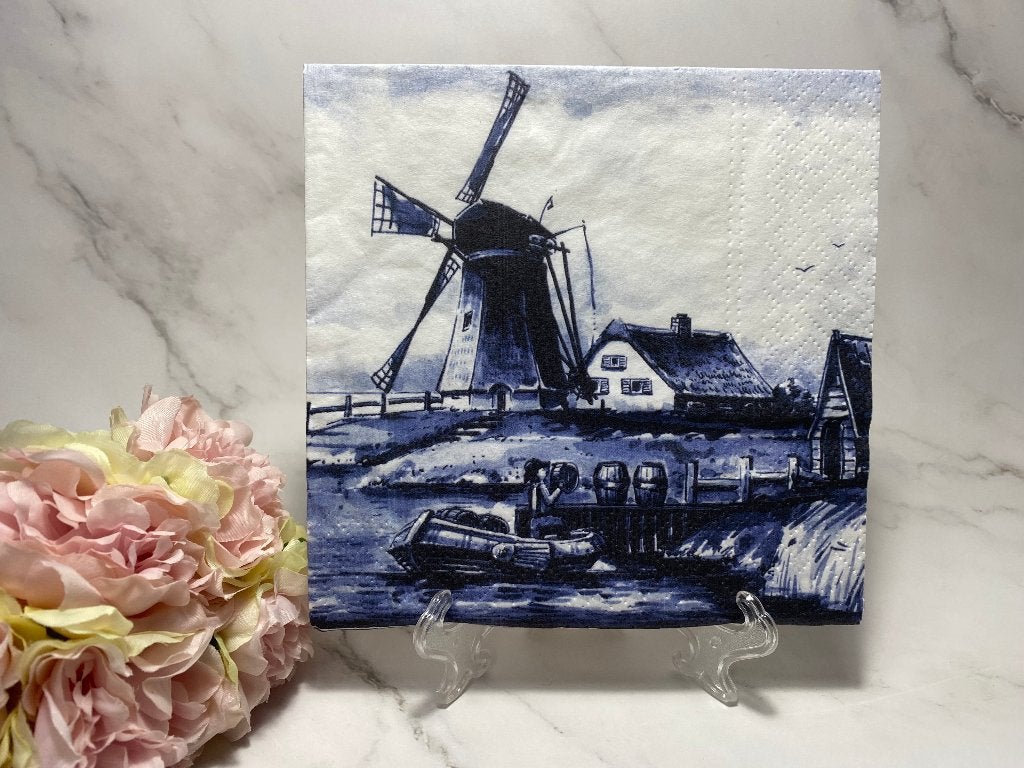 Delfts blauw knutsel servetten Molen decoupage nr 703, Ophalen of Verzenden, Nieuw