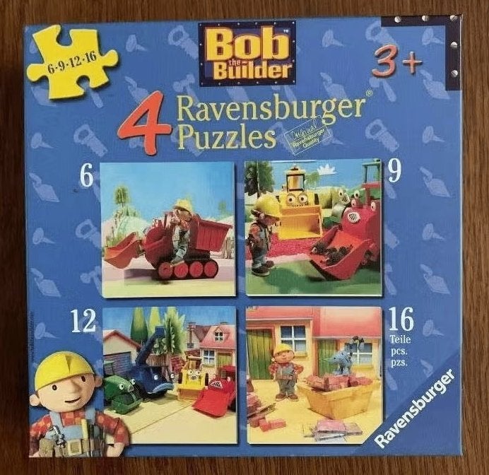 4x Bob de Bouwer puzzel; 6-9-12-16 stukjes; 3+; Ravensburger, Ophalen of Verzenden, 10 tot 50 stukjes, Zo goed als nieuw, 2 tot 4 jaar