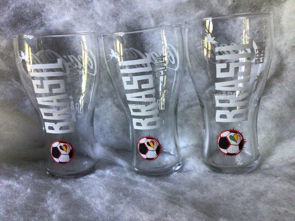 3 glazen Coca-Cola. Brasil 2014. Transparant. Witte letters, Ophalen of Verzenden, Zo goed als nieuw, Buitenlandse clubs