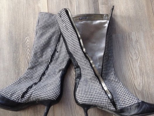 Stoffen kuitlaatsjes met leren bies van Bronx, Zwart, Lage of Enkellaarzen, Ophalen of Verzenden, Gedragen
