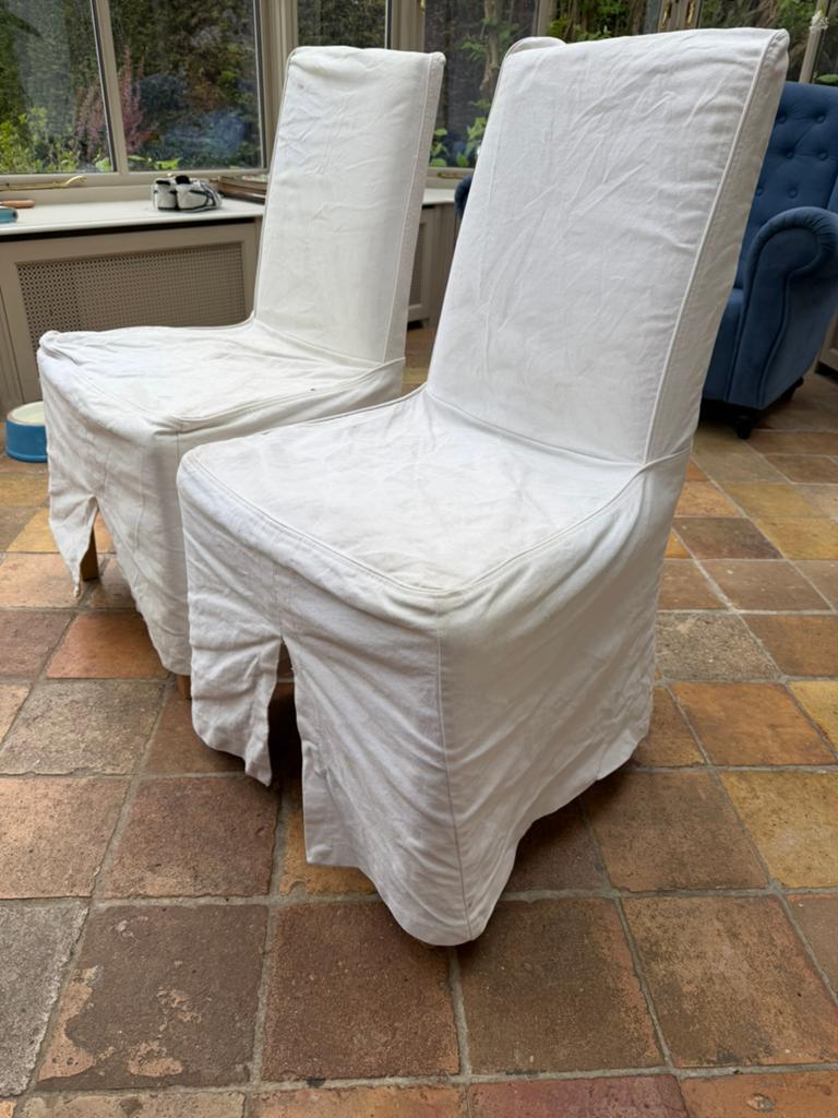 2 ikea stoelen zgan hoezen oud gratis alleen vandaag, Ophalen of Verzenden, Zo goed als nieuw, Wit, Twee