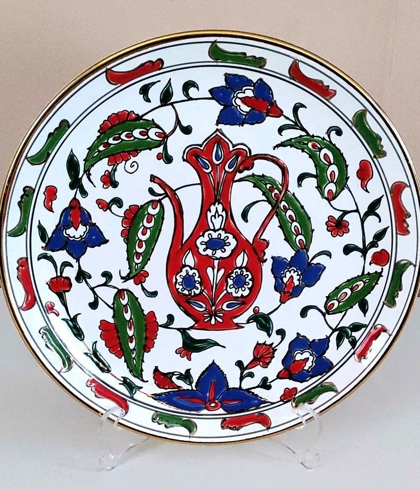 VINTAGE HAND PAINTED PLAAT van RODOS MANOUSAKIS-KERAMIK, Antiek en Kunst, Ophalen of Verzenden
