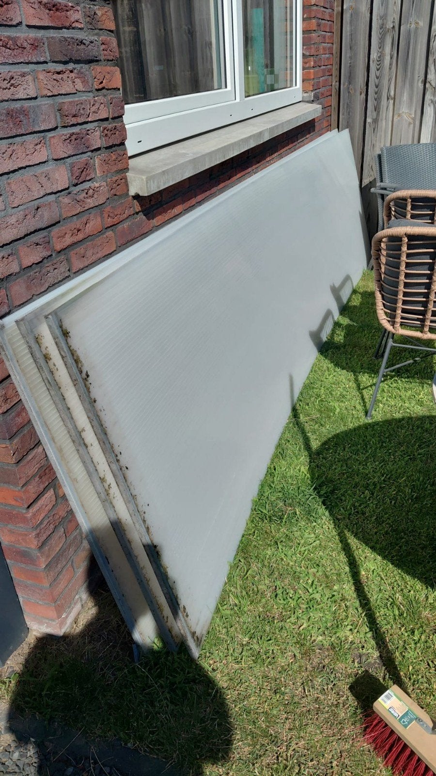 Melkwit kunststof kanaalplaten ca3,5x1m, Ophalen, Gebruikt, 100 mm of meer