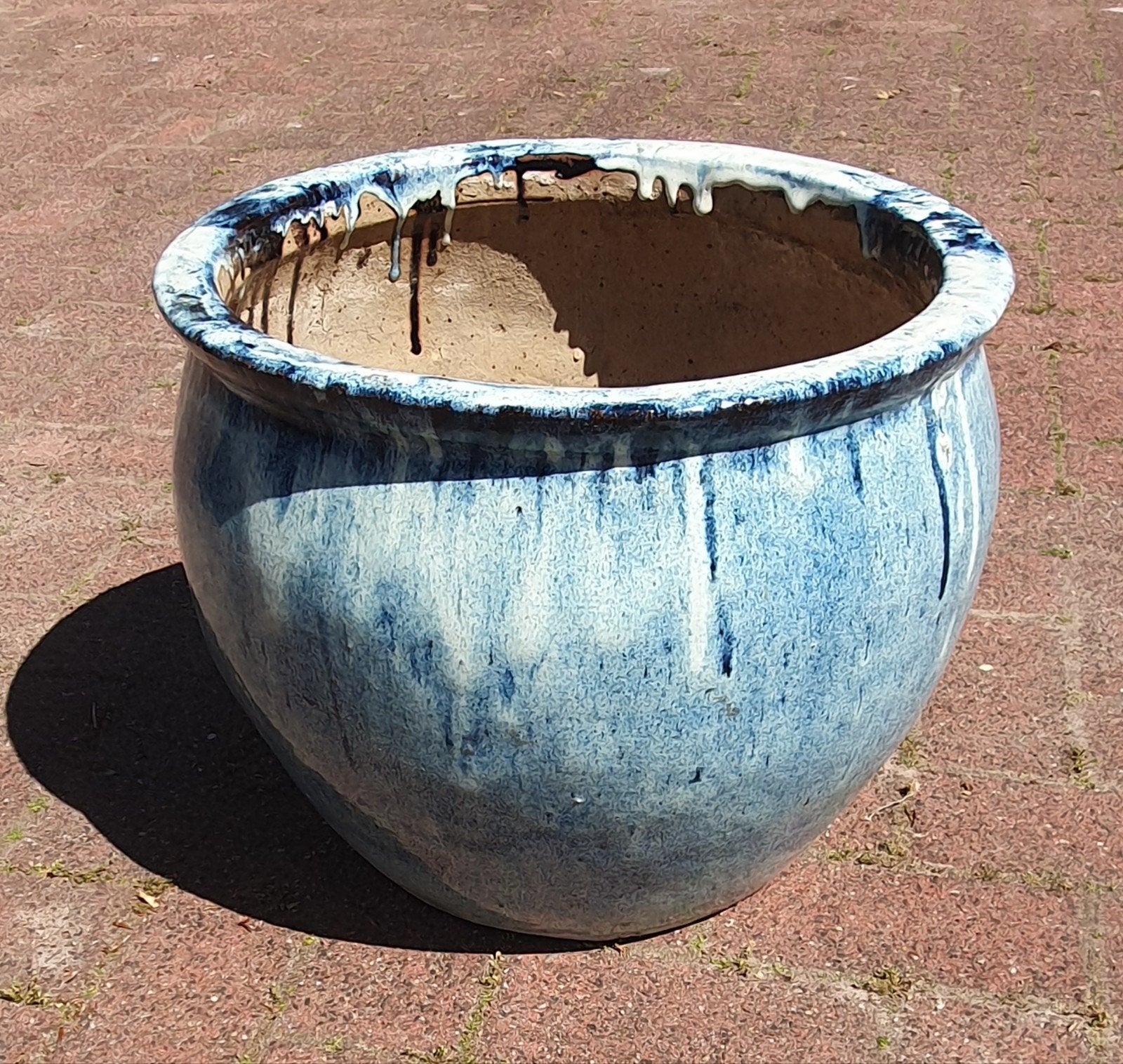 handgemaakte blauwe geglazuurde bloempot Delta collectie, Ophalen, Blauw, Nieuw, 17 tot 18