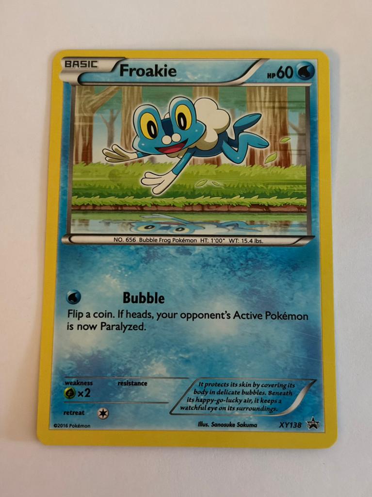 Froakie Pokémon Kaart XY138 - Mint Conditie, Ophalen of Verzenden, Zo goed als nieuw, Losse kaart