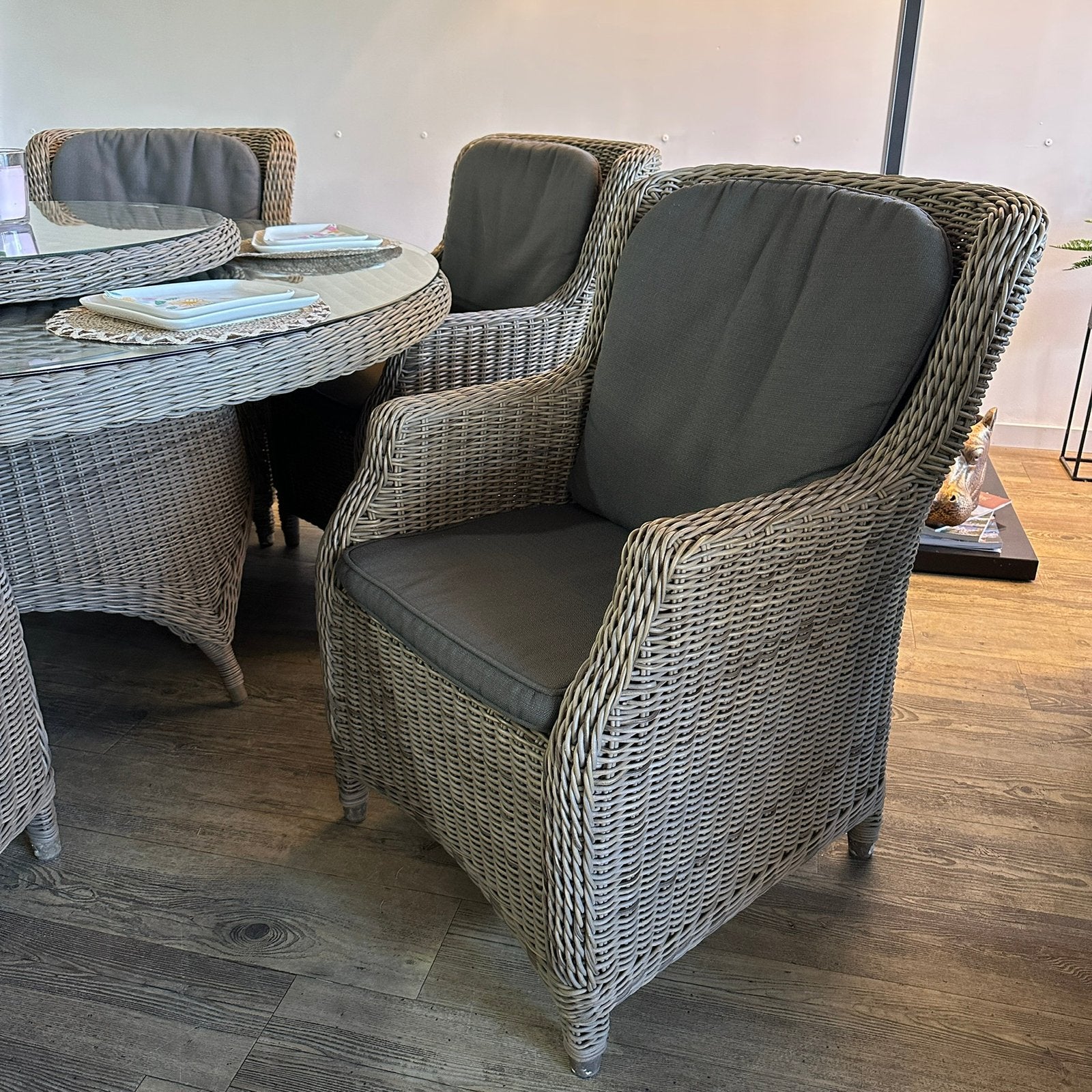 4 Seasons Outdoor (4SO) Tuinset – Ø170cm + 6 Stoelen / ZGAN, Verzenden, ., Wicker, .